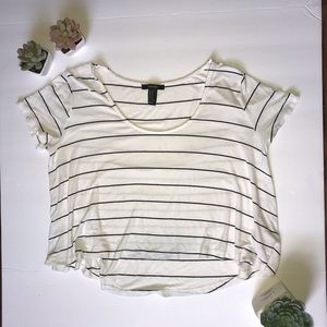 White crop top with black stripes